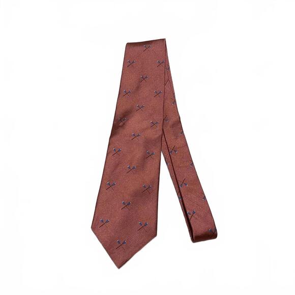 Brooks Brothers Men's OSFA Dusty Rose Silk Tie Blue Pattern USA - Picture 1 of 10